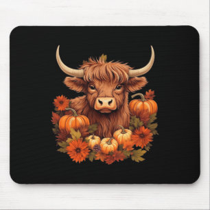 Kuh und Blätter Pumpkins Western Herbst Thanksgivi Mousepad