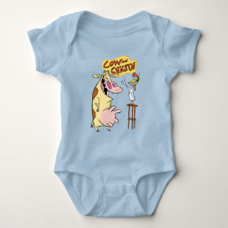 Kuh und Hühnchen lächelnd Grafik Baby Strampler