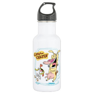 Kuh und Hühnchen lachen Grafik Edelstahlflasche