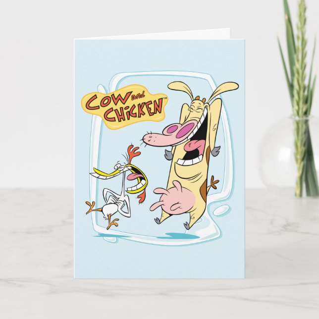 Kuh und Hühnchen lachen Grafik Karte (Vorderseite)