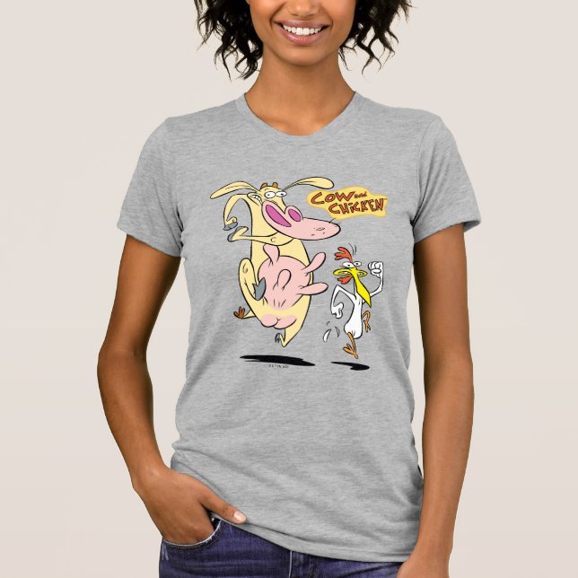 Kuh und Hühnchen mit grafischer Darstellung T-Shirt (Vorderseite)