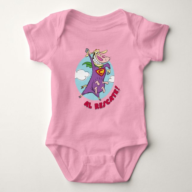 Kuh und Hühnchen Super Cow Al Rescate! Baby Strampler (Vorderseite)