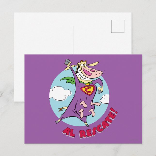 Kuh und Hühnchen Super Cow Al Rescate! Postkarte (Vorne/Hinten)