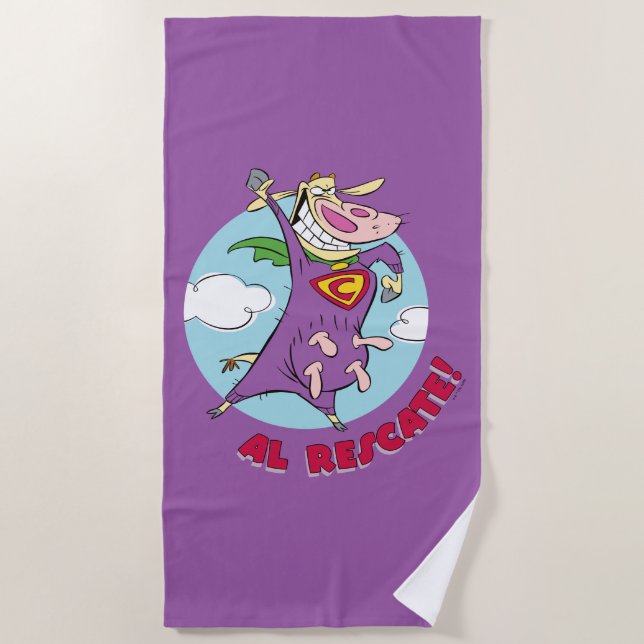 Kuh und Hühnchen Super Cow Al Rescate! Strandtuch (Vorderseite)