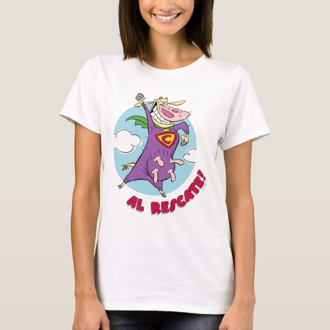 Kuh und Hühnchen Super Cow Al Rescate! T-Shirt (Vorderseite)