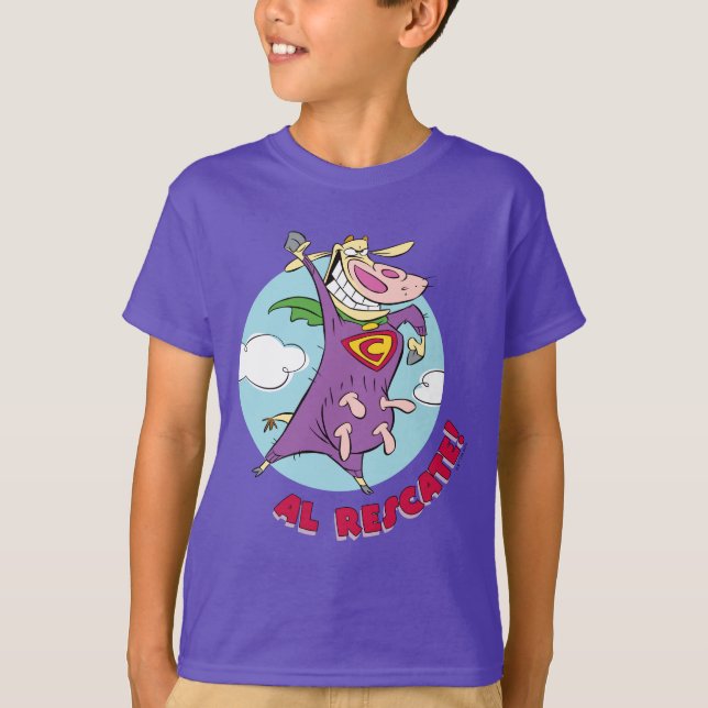 Kuh und Hühnchen Super Cow Al Rescate! T-Shirt (Vorderseite)