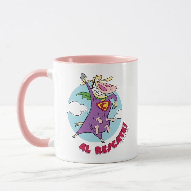 Kuh und Hühnchen Super Cow Al Rescate! Tasse (Links)