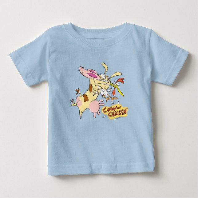 Kuh- und Hühnerstück-Grafik Baby T-shirt (Vorderseite)