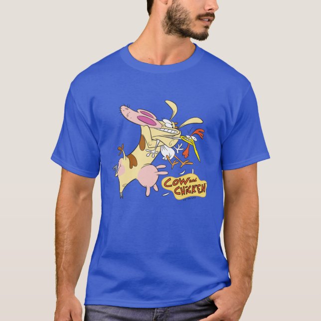 Kuh- und Hühnerstück-Grafik T-Shirt (Vorderseite)