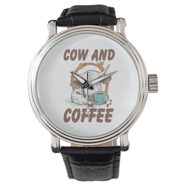 Kuh und Kaffee , Die lustige Western Mädchen Armbanduhr (Vorderseite)