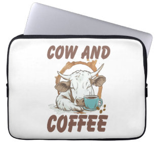 Kuh und Kaffee Png, Lustiges Western-Mädchen Laptopschutzhülle