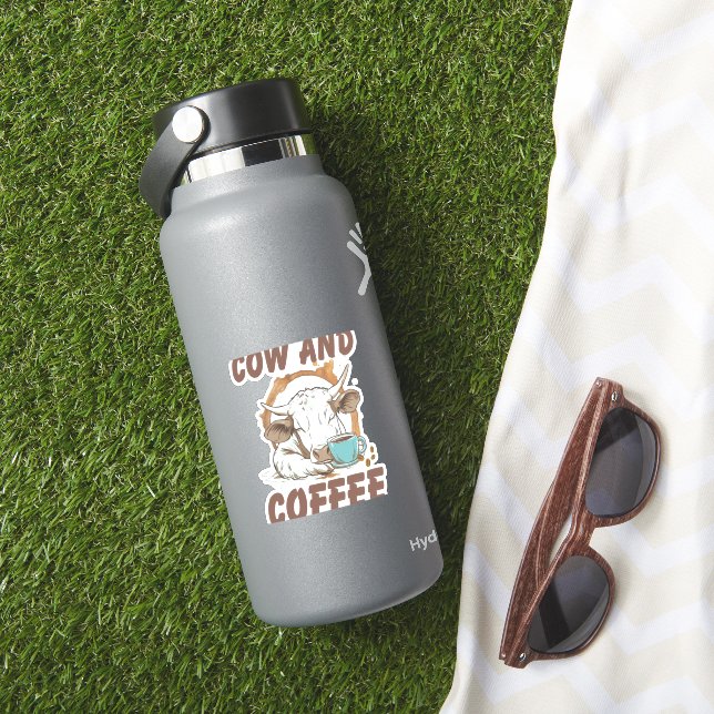 Kuh- und Kaffeepause, Funny Western Girl Aufkleber (HydroFlask Insitu)