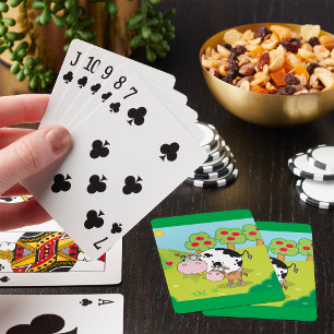 Kuh- und Kalb-Bauernhofszene Spielkarten