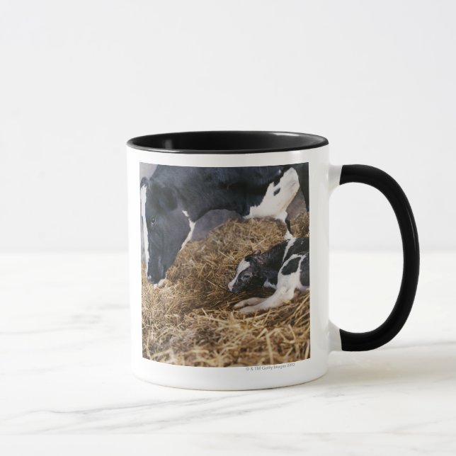 Kuh und Kalb im Heu Tasse (Rechts)