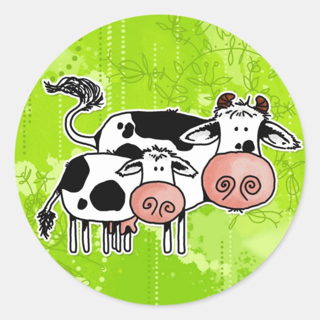 Kuh und Kalb Runder Aufkleber (Vorderseite)