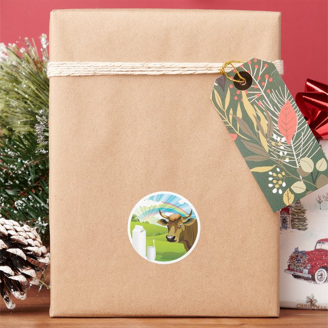 Kuh- und Milchaufkleber Runder Aufkleber (Von Creator hochgeladen)