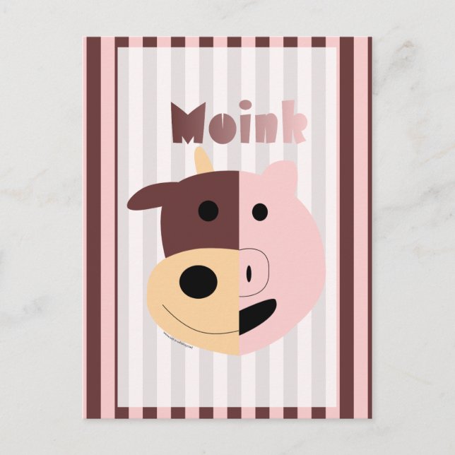 Kuh und Schwein des niedlichen Cartoon = rosa Post Postkarte (Vorderseite)