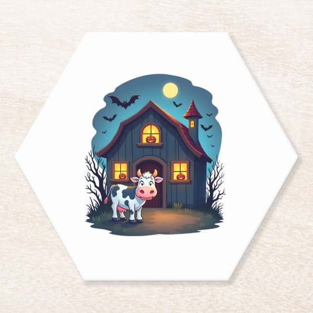 Kuh und Spuk Stall Untersetzer (Vorderseite)