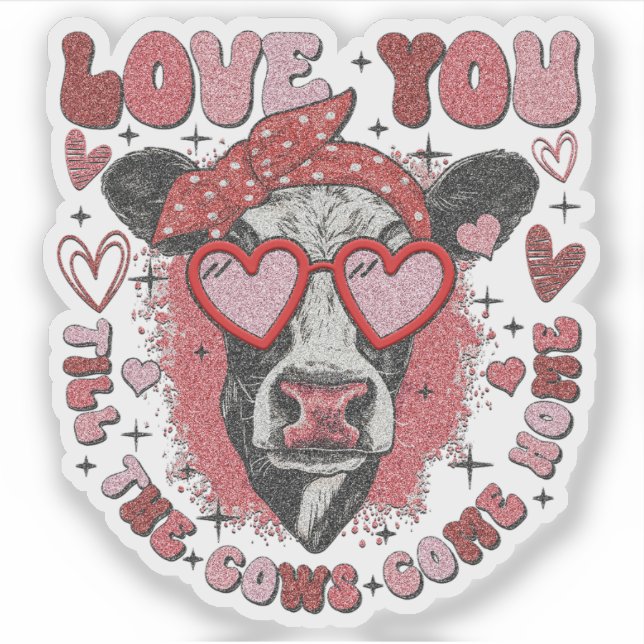 Kuh Valentine - Liebe - Valentinsticker Aufkleber (Vorderseite)