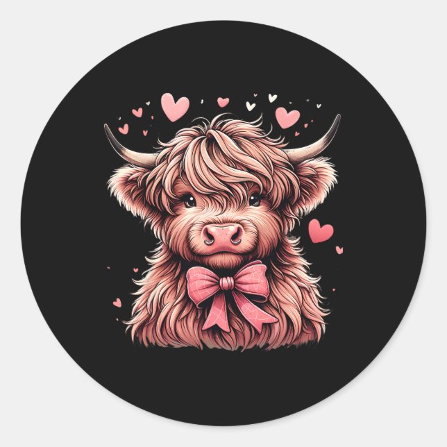 Kuh Valentinstag Herzen  Runder Aufkleber (Vorderseite)