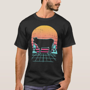 Kuh Vaporwave Ästhetik 80er Retro Farm Tier Farm T-Shirt
