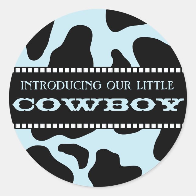 Kuh versteckt Print Blue Cowboy Baby Aufkleber (Vorderseite)