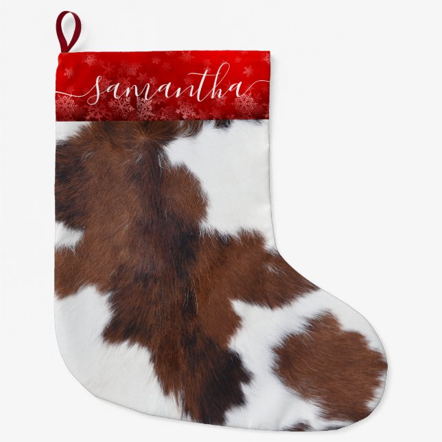 Kuh versteckt weißen Weihnachtsweih-Strumpf Großer Weihnachtsstrumpf (Vorderseite)