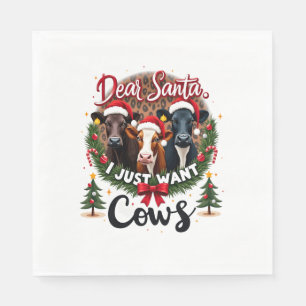 Kuh Weihnachten Lieber Santa Ich Will Nur Kühe Lus Serviette