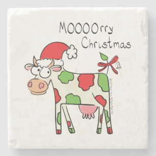 Kuh Weihnachten Niedlich Kids Steinuntersetzer