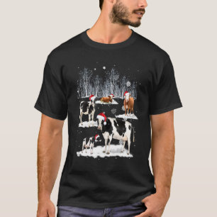 Kuh Weihnachten Winter Schnee X Mas Nikolaus Hut F T-Shirt