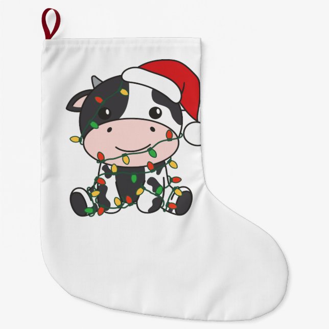 Kuh Weihnachten Winter Tiere Urlaub Kühe Großer Weihnachtsstrumpf (Vorderseite)