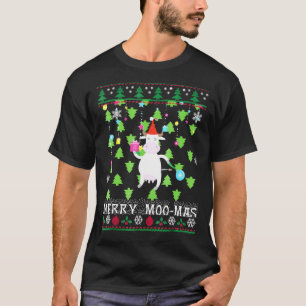 Kuh-Weihnachts-Pullover Merry Moo Mas Frauen Männe T-Shirt