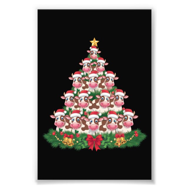 Kuh Weihnachtsbaum Funny Cow Lover Cow Xmas Fotodruck (Vorne)