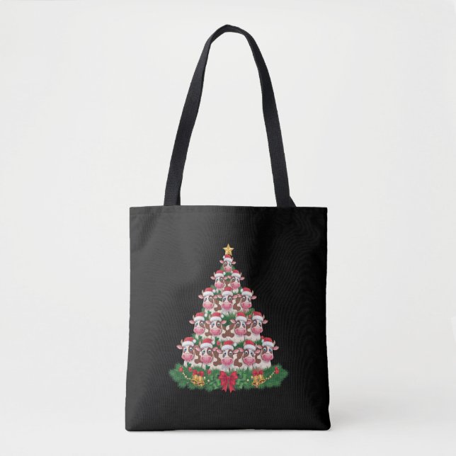 Kuh Weihnachtsbaum Funny Cow Lover Cow Xmas Tasche (Vorderseite)