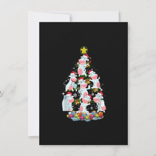 Kuh Weihnachtsbaum Funny Xmas Geschenke Niedliche  Einladung (Vorderseite)