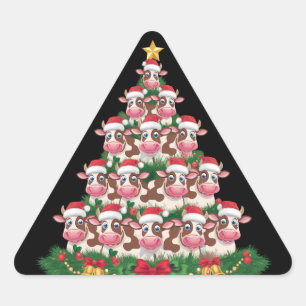 Kuh Weihnachtsbaum Lustiger Kuhliebhaber Kuh Xmas Dreieckiger Aufkleber