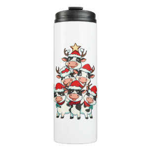 Kuh Weihnachtsbaum Xmas Girls Boys Funny Bauer Sa Thermosbecher