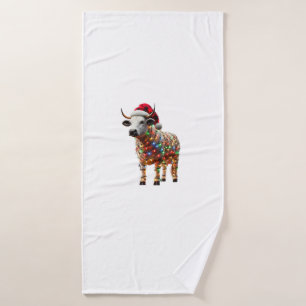 Kuh Weihnachtsfeier Buffalo Kariert Xmas Kuh Lov Badehandtuch