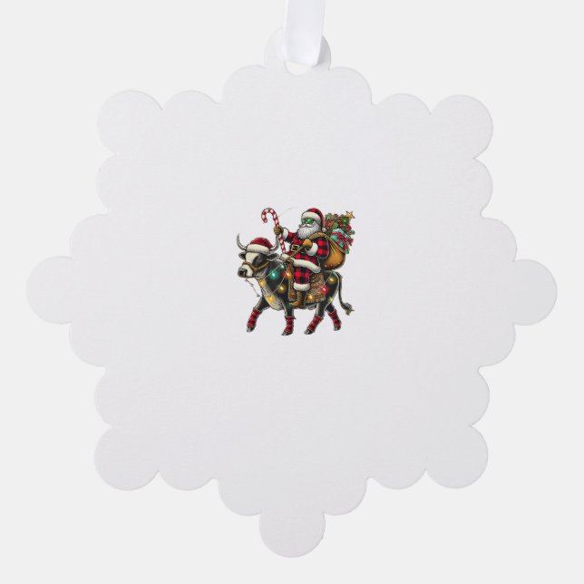 Kuh Weihnachtsfeier Buffalo Kariert Xmas Kuh Lov Ornament Karte (Vorderseite)