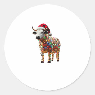 Kuh Weihnachtsfeier Buffalo Kariert Xmas Kuh Lov Runder Aufkleber