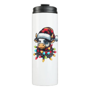 Kuh Weihnachtsfeier Buffalo Kariert Xmas Kuh Lov Thermosbecher