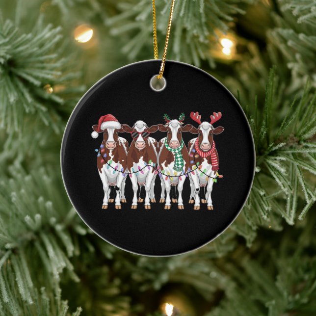 Kuh Weihnachtskühe Lover Geschenk Holiday Farm Keramik Ornament (Baum)