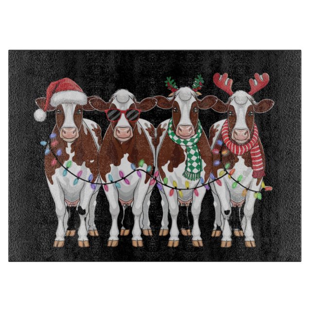 Kuh Weihnachtskühe Lover Geschenk Holiday Farm Schneidebrett (Vorderseite)