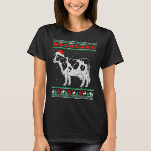 Kuh Weihnachtsmann Lichter Milchbauer hässliches W T-Shirt