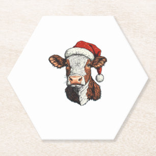 Kuh Weihnachtsmannmütze Weihnachten Weihnachten We Untersetzer