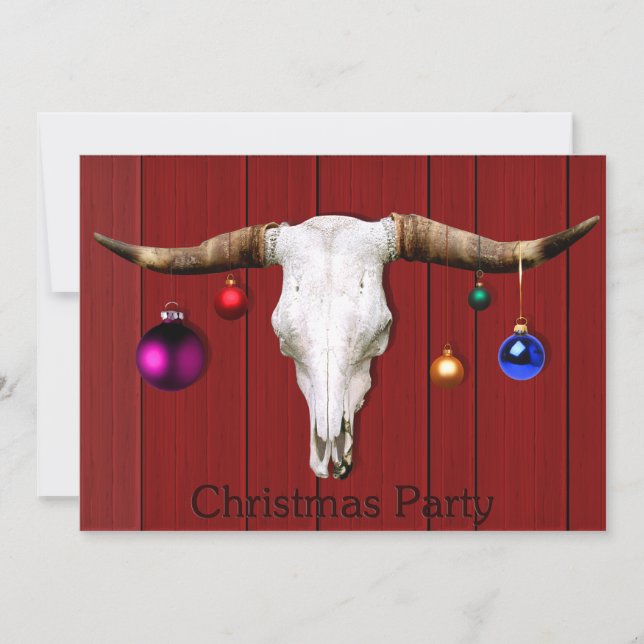 Kuh Weihnachtsschmuck Rotbarn Xmas Party Einladung (Vorderseite)
