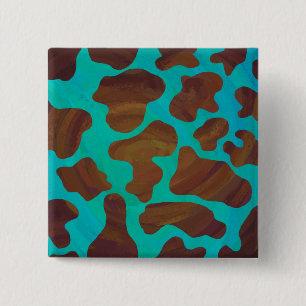Kuhbraun und Aquamarin Button