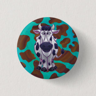 Kuhbraun und Aquamarin Button