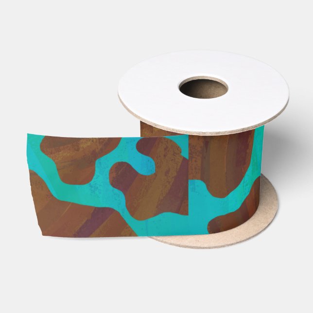 Kuhbraun und Aquamarin Satinband (Spule)