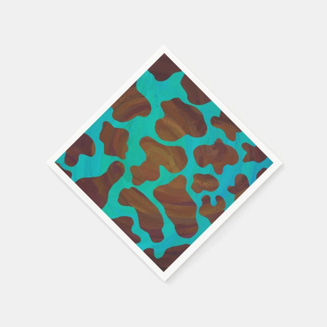 Kuhbraun und Aquamarin Serviette (Ecke)